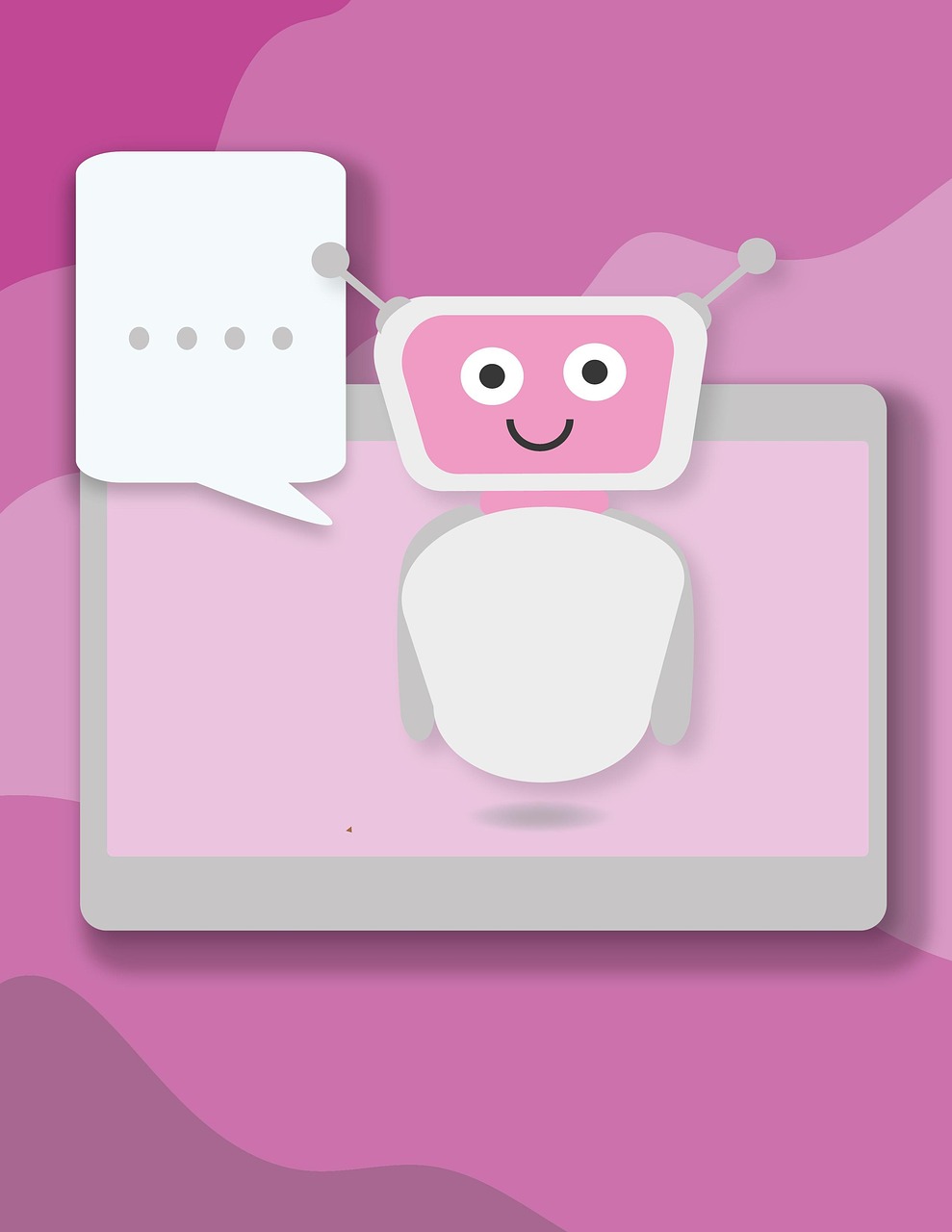 an artificial intelligence (A.I.) chat bot with a pink background